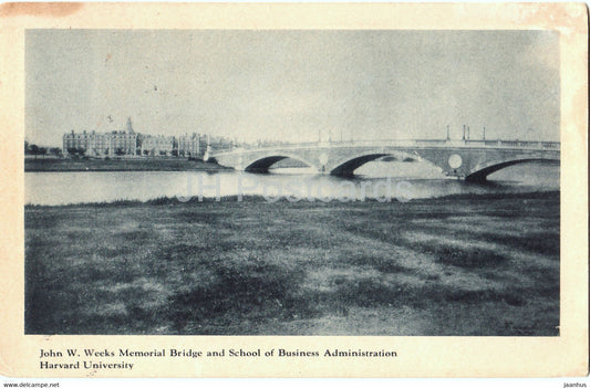 John W Weeks Memorial Bridge and School of Business Administration Harvard University 1930 - United States - USA - used - JH Postcards