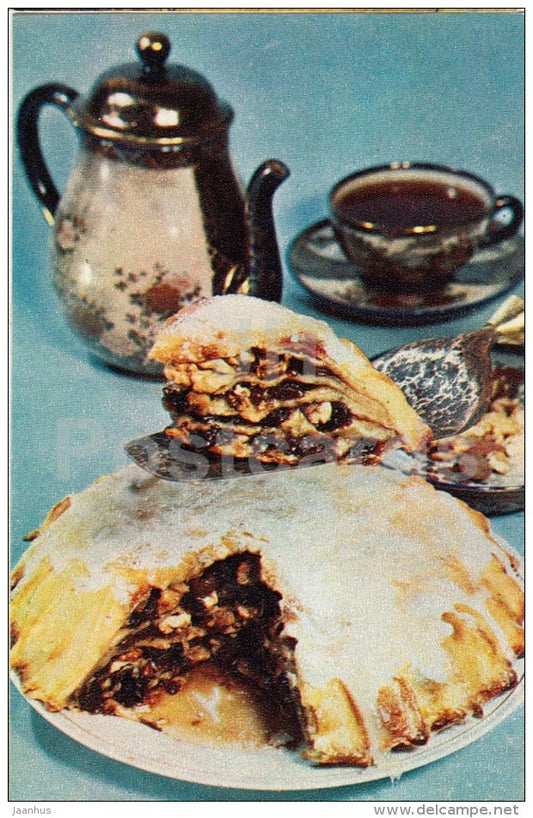 Pie with raisins and nuts - Georgian Cuisine - dishes - Georgia - 1972 - Russia USSR - unused - JH Postcards