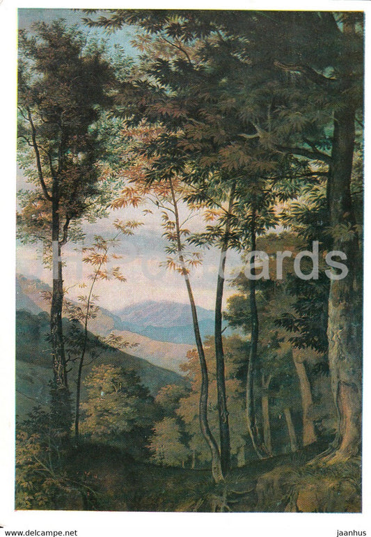 painting by Ludwig Richter - Rocca di Mezzo im Sabinergebirge - German art - 1984 - Germany - unused - JH Postcards
