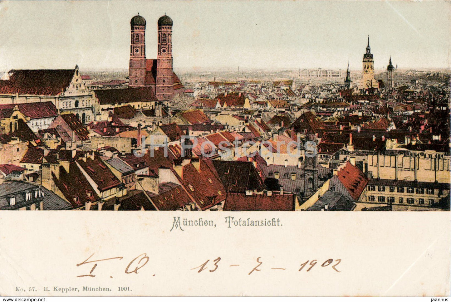 Munchen - Munich - Totalansicht - old postcard - 1902 - Germany - used - JH Postcards