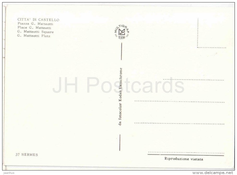 Piazza G. Matteotti - square - Citta di Castello - Perugia - Umbria - 37 - Italy - Italia - unused - JH Postcards