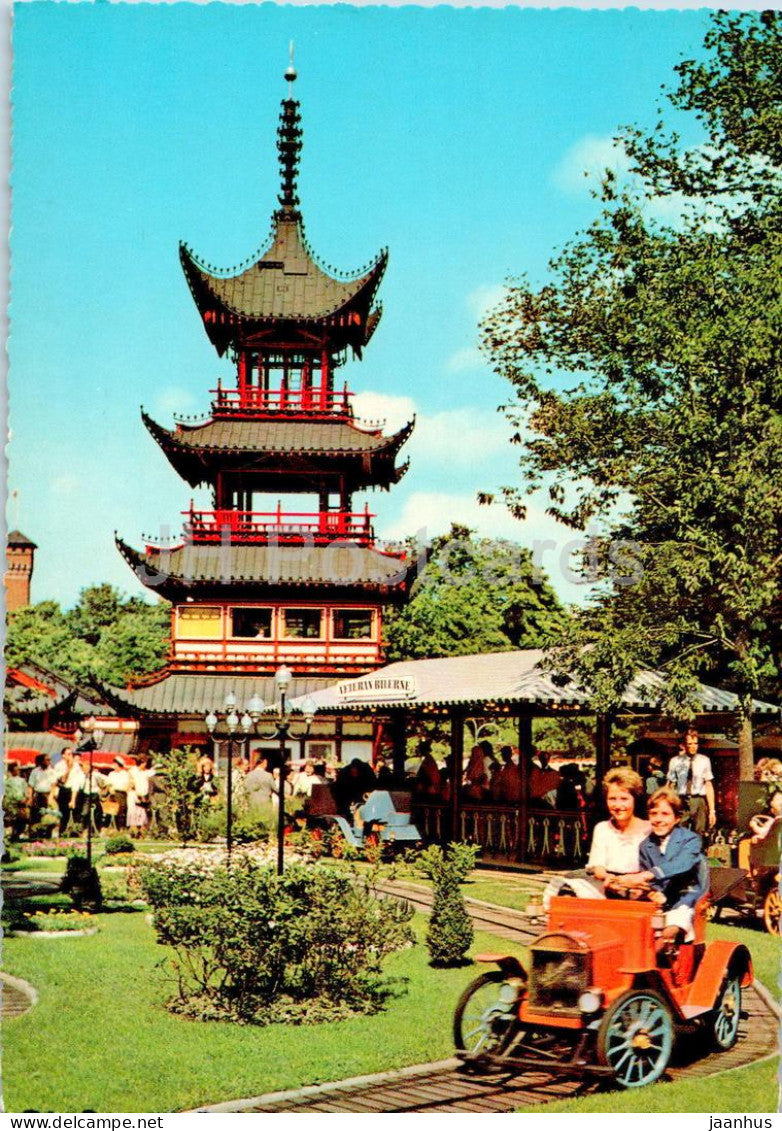 Copenhagen - Kobenhavn - Tivoli Kinesisk Tarn - Chinese Tower - old car - 989/15 - Denmark - unused - JH Postcards
