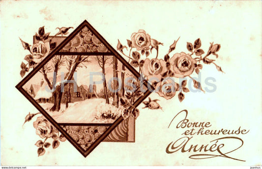 New Year Greeting Card - Bonne et heureuse Anne - old postcard - France - used - JH Postcards