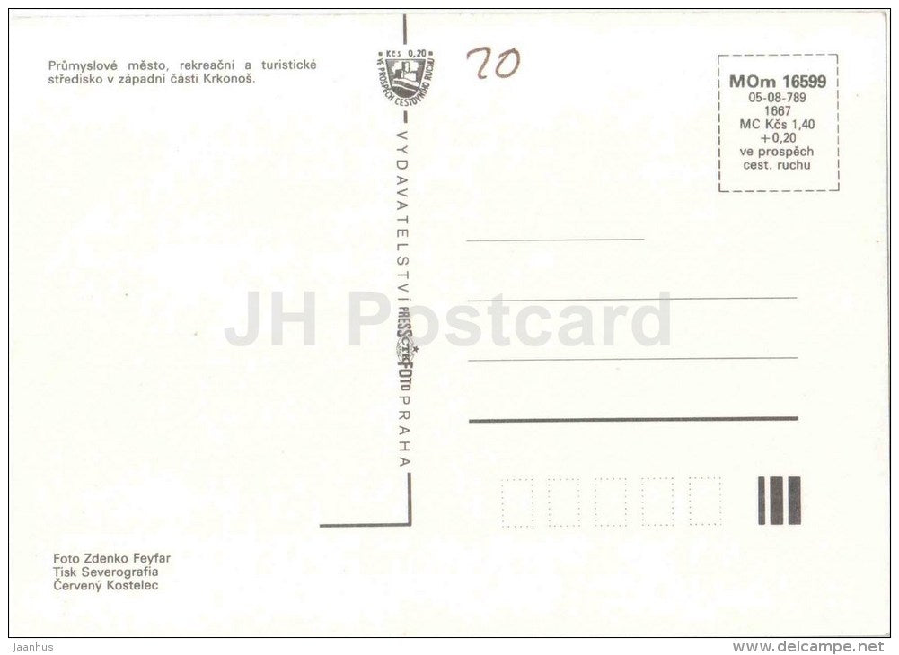 Rokytnice nad Jizerou - town views - car Zhiguli - swimming pool - Czechoslovakia - Czech - unused - JH Postcards