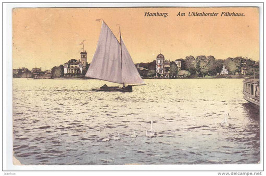 Am Uhlenhorster Fährhaus - Hamburg - Germany - boat - old postcard - sent from Germany to Tsarist Russia 1911 - used - JH Postcards