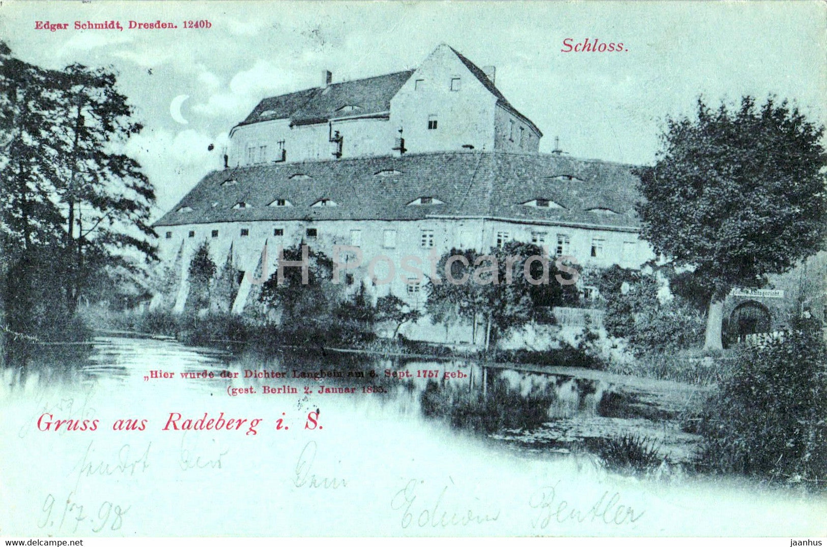 Gruss aus Radeberg i S - Schloss - castle - old postcard - 1898 - Germany - used - JH Postcards