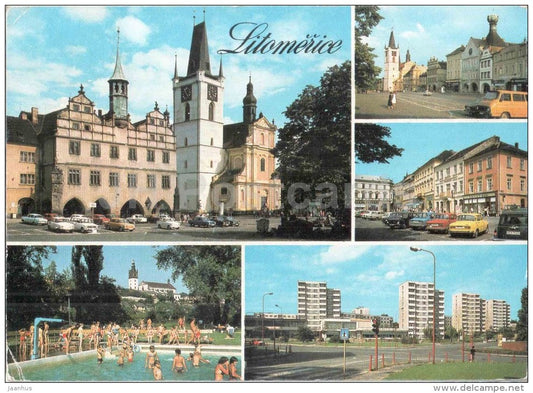Litomerice - architecture - town views - swimming pool - Czechoslovakia - Czech - used - JH Postcards