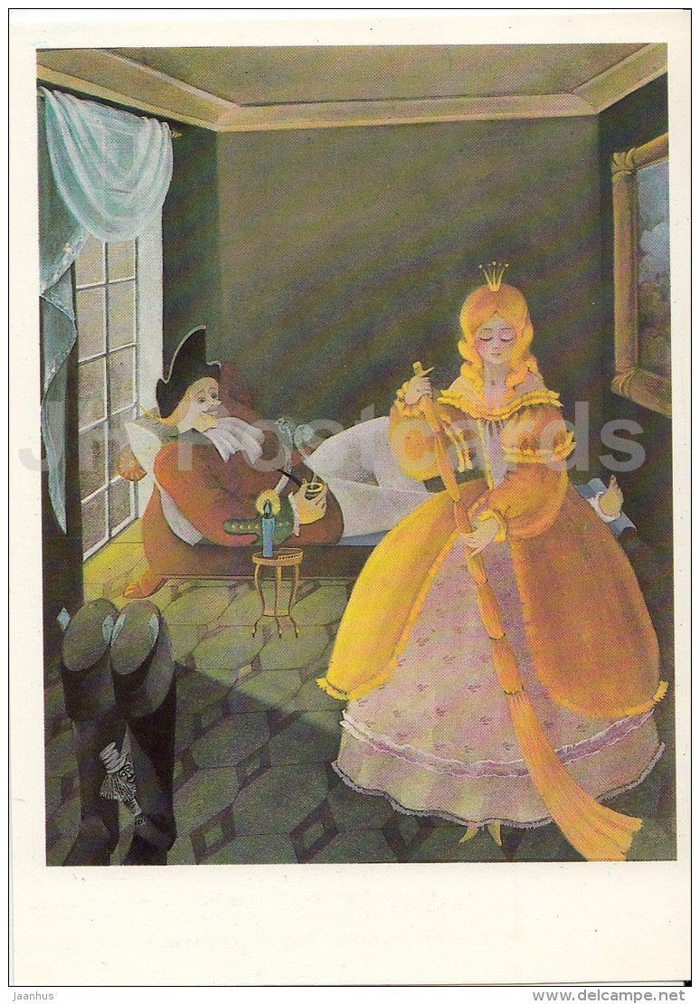 illustration by O. Kondakova - solder - queen - Blue Light - Brothers Grimm Fairy Tale - 1986 - Russia USSR - unused - JH Postcards