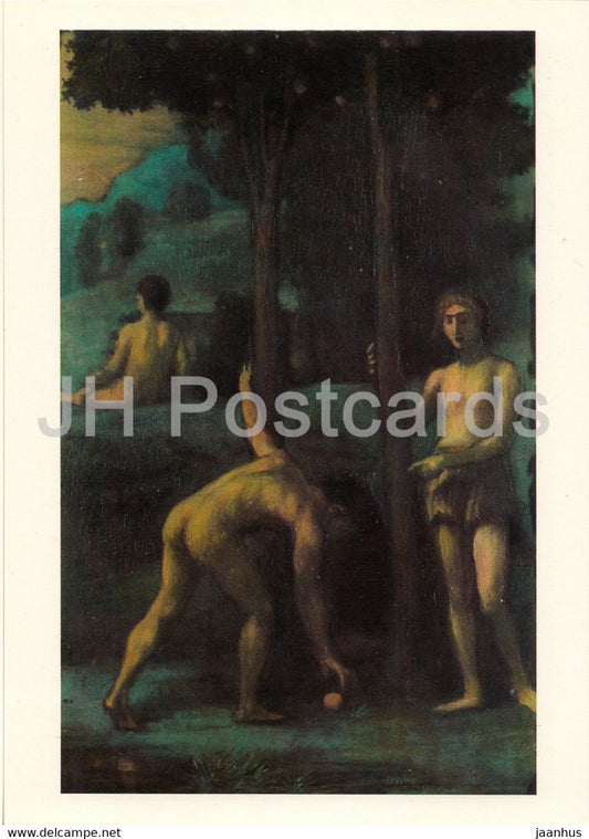 painting by Hans von Marees - Junglinge im Orangenhain - naked - nude - German art - DDR Germany - unused - JH Postcards