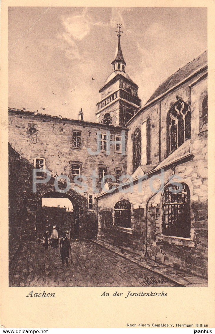 Aachen - An der Jesuitenkirche - 1 - Gemalde v Hermann Killian - old postcard - 1909 - Germany - used - JH Postcards