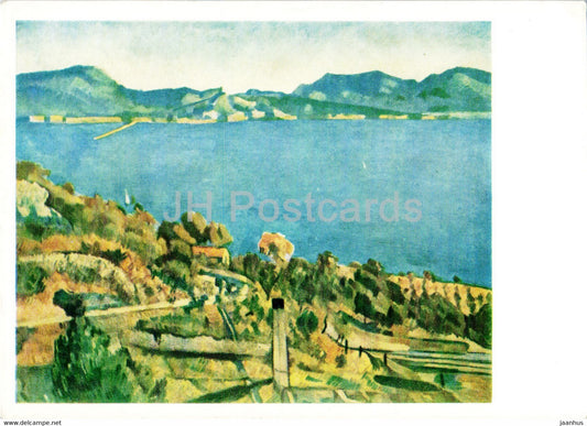 painting by Paul Cezanne - Mediterranean sea landscape - French art - Poland - unused - JH Postcards