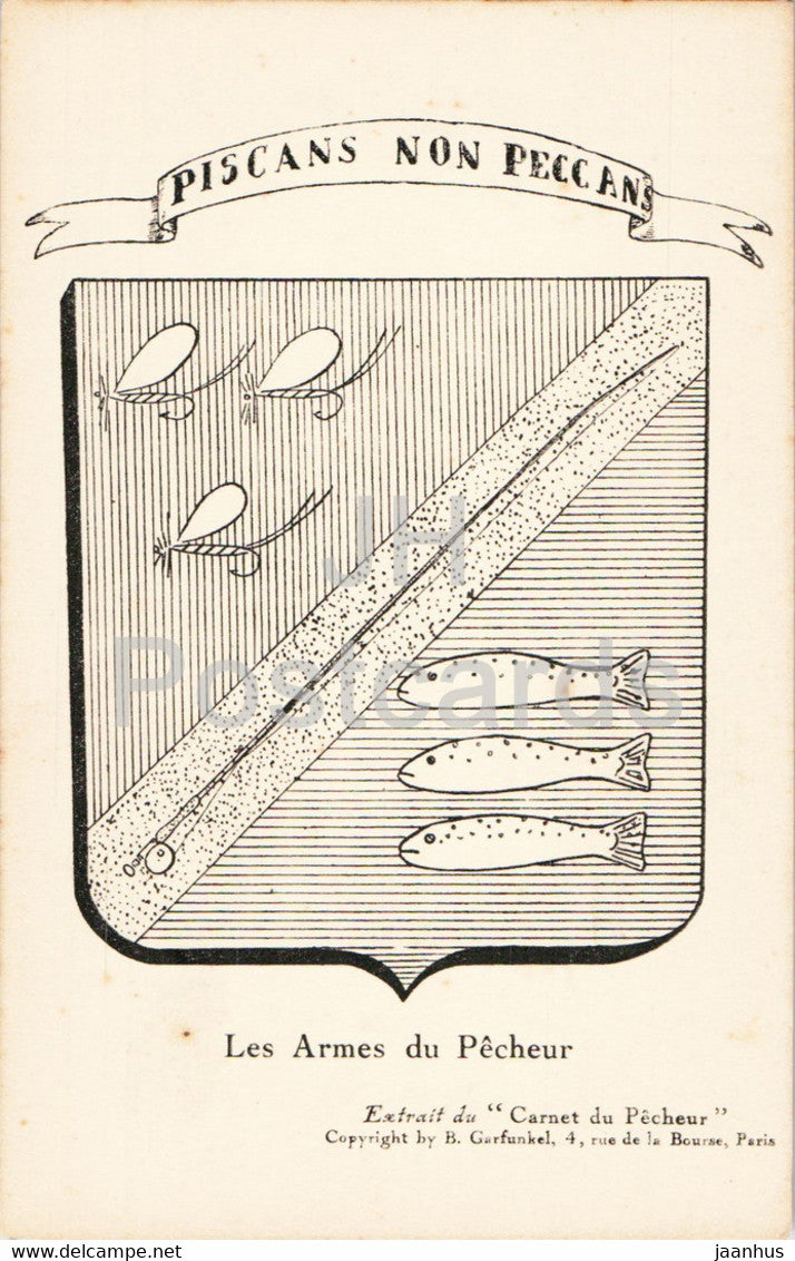 Les Armes du Pecheur - Piscans non Peccans - coat of arms - old postcard - France - unused - JH Postcards