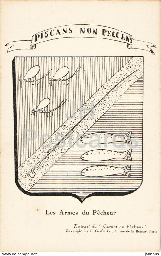 Les Armes du Pecheur - Piscans non Peccans - coat of arms - old postcard - France - unused - JH Postcards