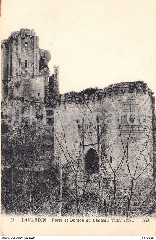 Lavardin - Porte et Donjon du Chateau - castle ruins - 21 - old postcard - France - unused - JH Postcards