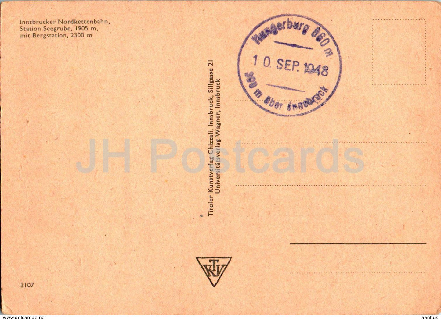 Innsbrucker Nordkettenbahn - Station Seegrube - Bergstation - 3107 - carte postale ancienne - Autriche - inutilisée