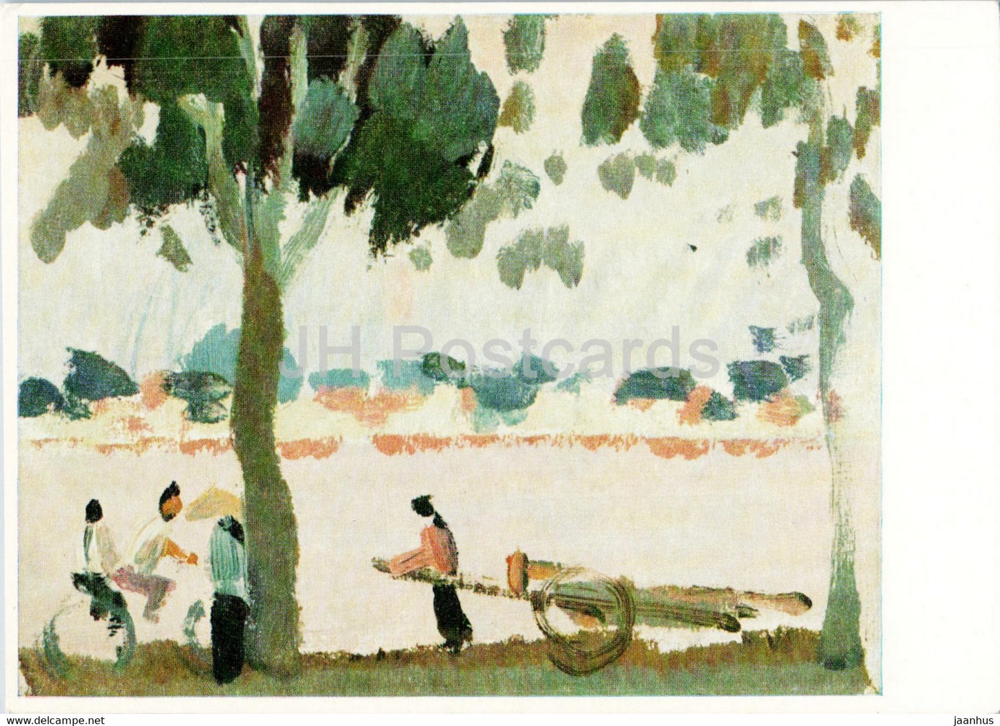 painting by Gerhard Bondzin - Am Westsee bei Hanoi - German art - 1986 - Germany DDR - unused - JH Postcards