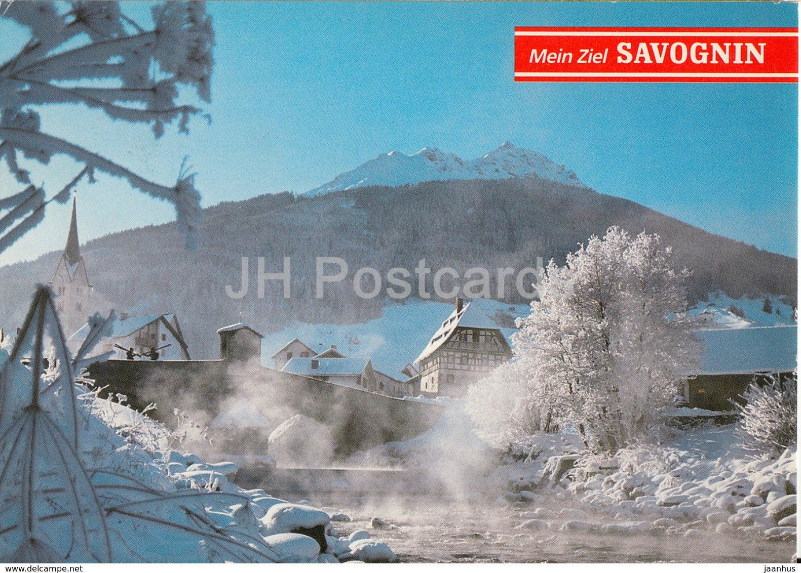 Mein Ziel Savognin - Winterstimmung an der Julia - 1991 - Switzerland - used - JH Postcards
