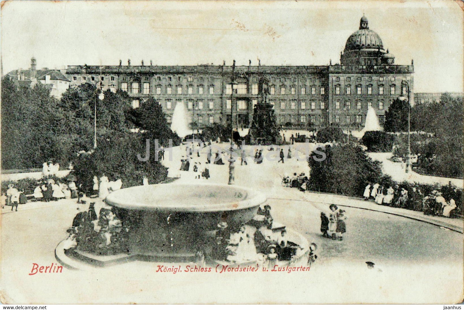 Berlin - Konigl Schloss - Nordseite u Lustgarten - castle - old postcard - Germany - used - JH Postcards
