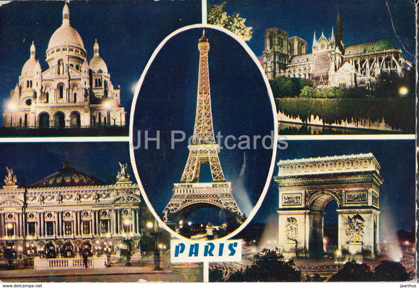 Paris - Le Sacre Coeur - Notre-Dame - L'Opera - L'Arc de Triomphe - La Tour Eiffel - 599 - France - 1979 - used - JH Postcards