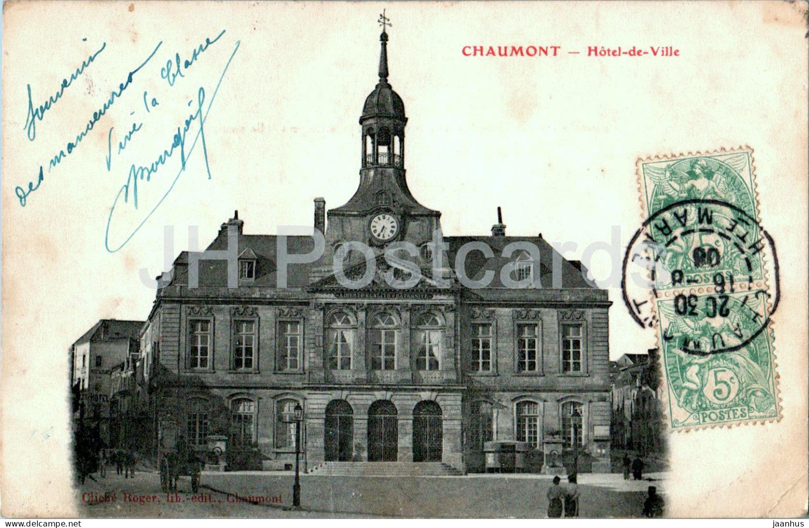 Chaumont - Hotel de Ville - Town Hall - old postcard - 1906 - France - used - JH Postcards