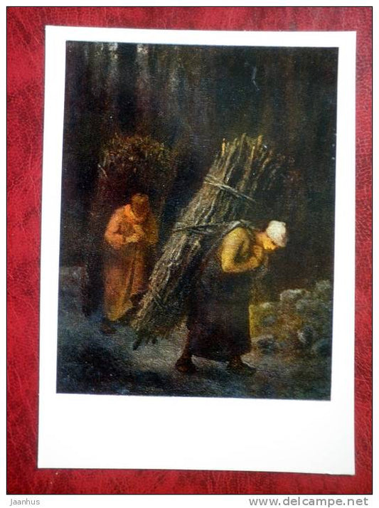 Painting by Jean-François Millet - Peasant Women with brushwood, 1858 - art - unused - JH Postcards
