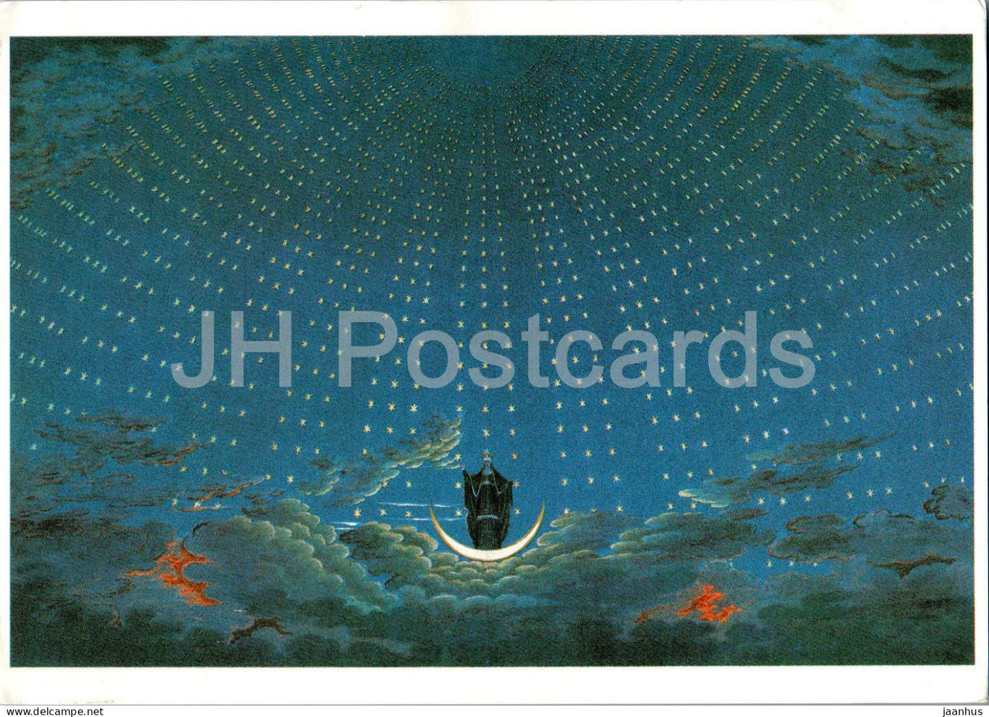 painting by Karl Friedrich Schinkel - Sternehalle im Palast der Konigin der Nacht - German art - 1994 - Germany - used