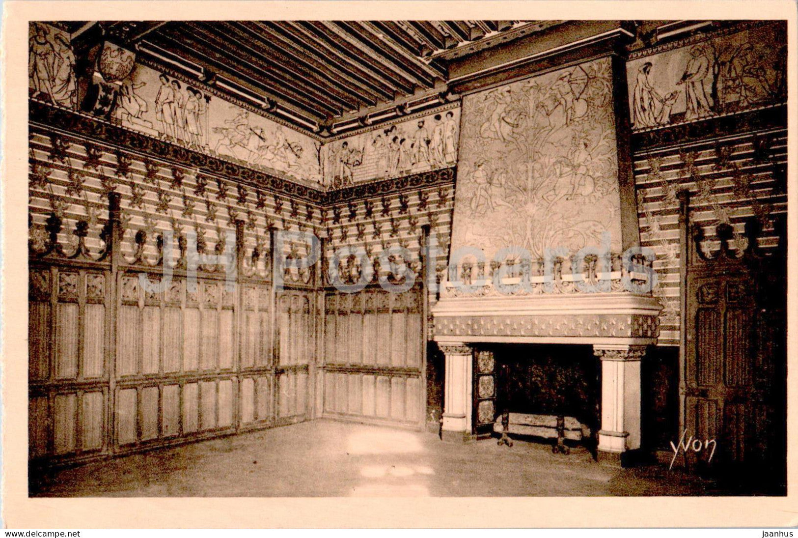 Chateau de Pierrefonds - La Chambre du Seigneur - castle - 12 - old postcard - France - unused - JH Postcards