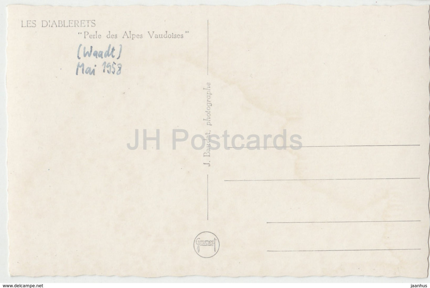 Les Diablerets - vue generale - Perle des Alpes Vaudoises - 540 - Schweiz - 1958 - gebraucht