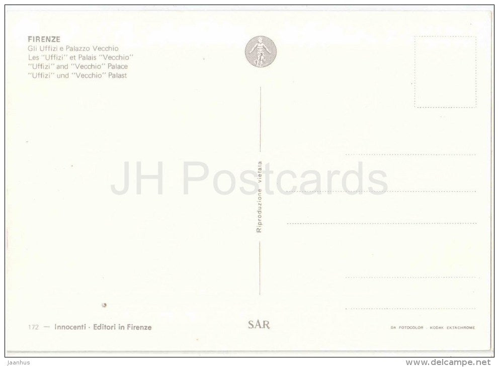 Gli Uffizi e Palazzo Vecchio - palace - Firenze - Toscana - 172 - Italia - Italy - unused - JH Postcards