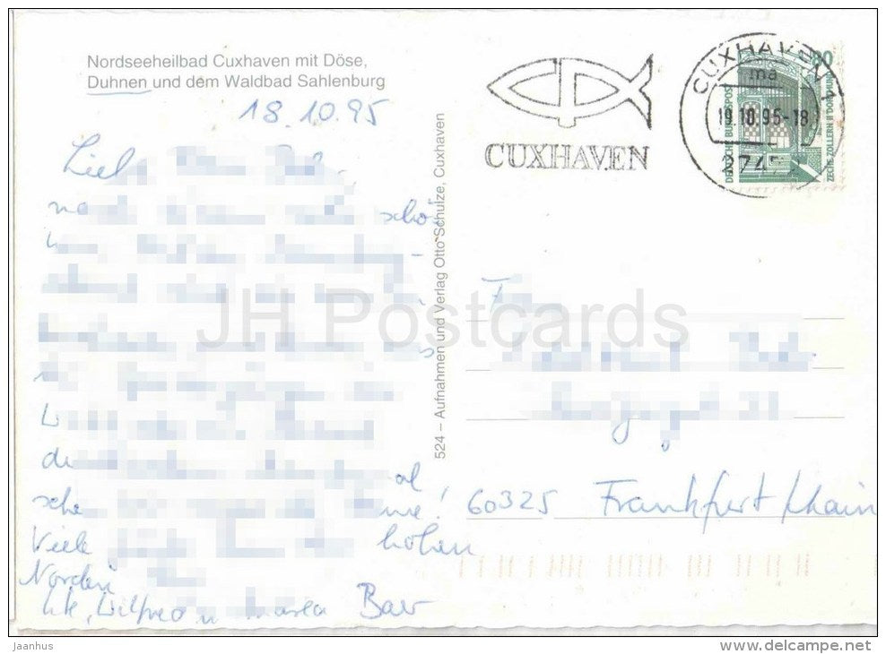 Nordseebad Cuxhaven - zentrum - am Strand - alter Fischereihafen - beach - 524 - Germany - 1995 gelaufen - JH Postcards