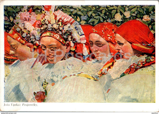 painting by Joza Uprka - Frajerecky - women in folk costumes - Czech art - 691 - Czech Republic - unused