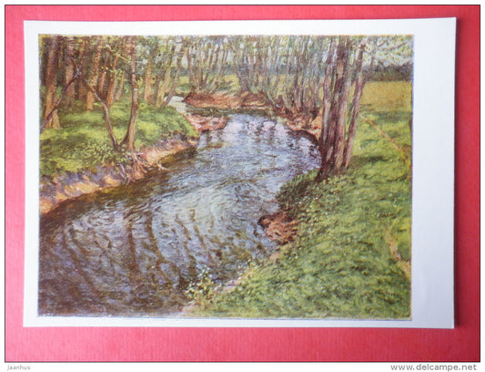 painting by Petras Kalpokas - A Rivulet in Spring . 1907 - lithuanian art - unused - JH Postcards