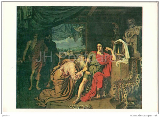 painting by A. Ivanov - Priam Asking Achilles , 1824 - russian art - unused - JH Postcards