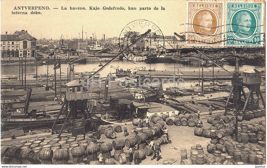 Antwerpen - Anvers - Antverpeno - La Haveno - Kajo Godefredo - Esperanto - port - old postcard - 1925 - Belgium - used - JH Postcards