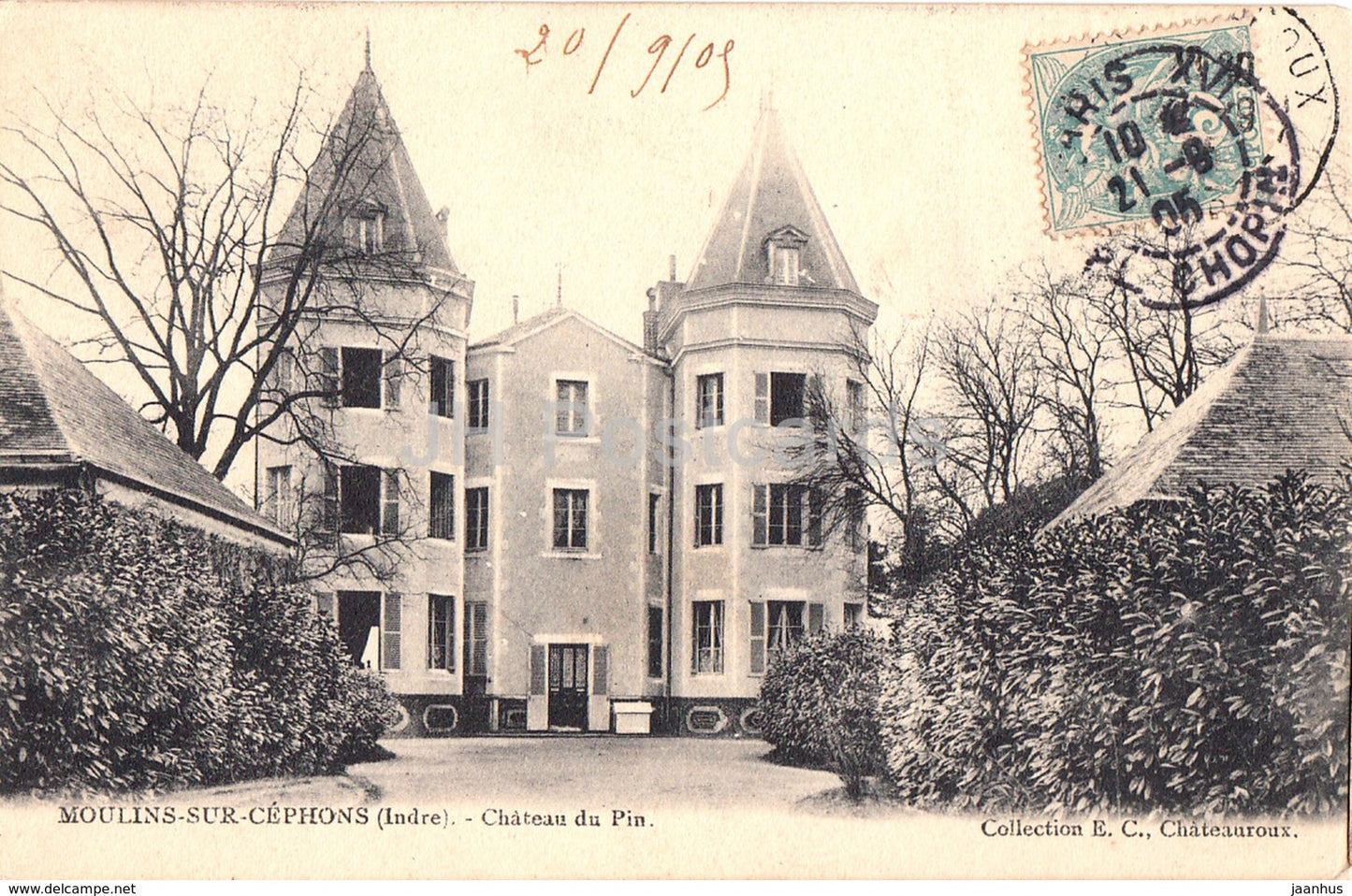 Moulins sur Cephons - Chateau du Pin - castle - old postcard - 1905 - France - used - JH Postcards