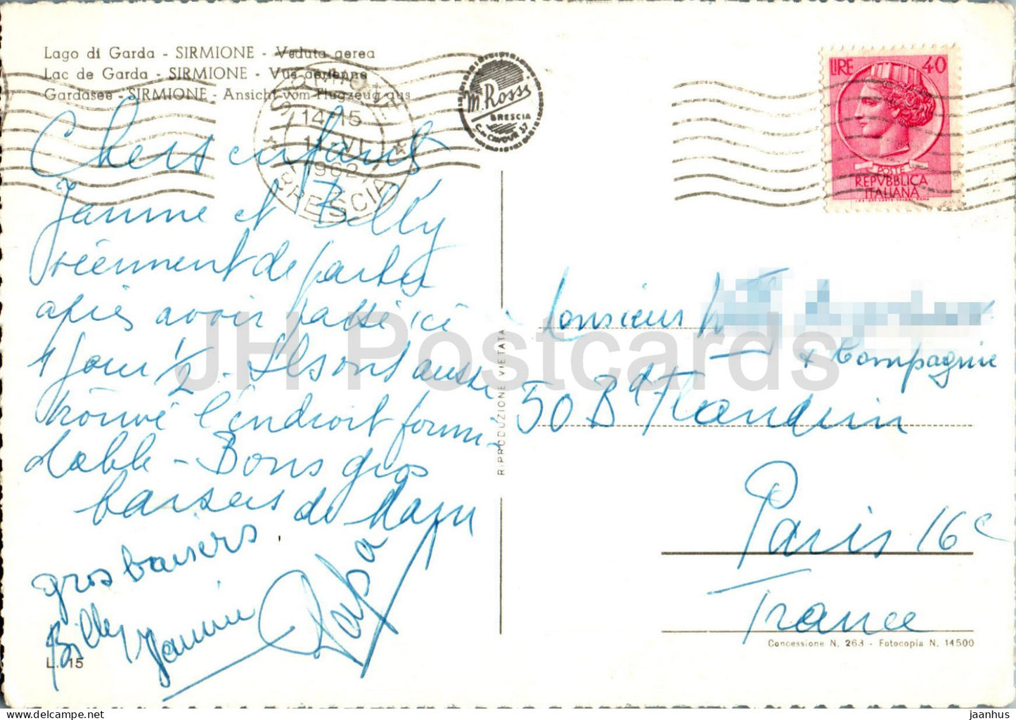 Sirmione - Lago di Garda - Veduta aerea - vue aérienne - 1962 - Italie - occasion 