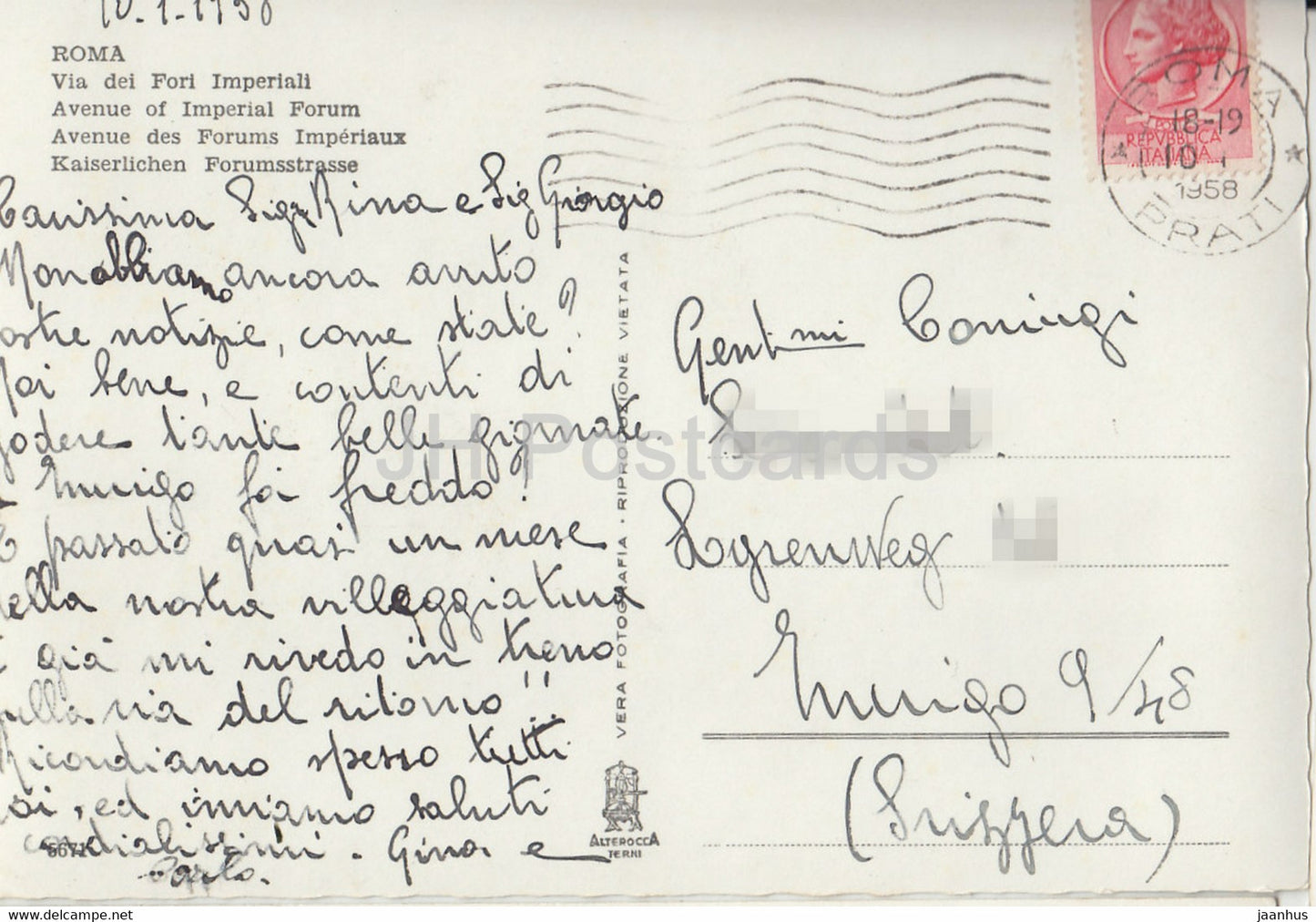 Roma - Rome - Via dei Fori Imperiali - Avenue of Imperial Forum - old postcard - 1958 - Italy - used