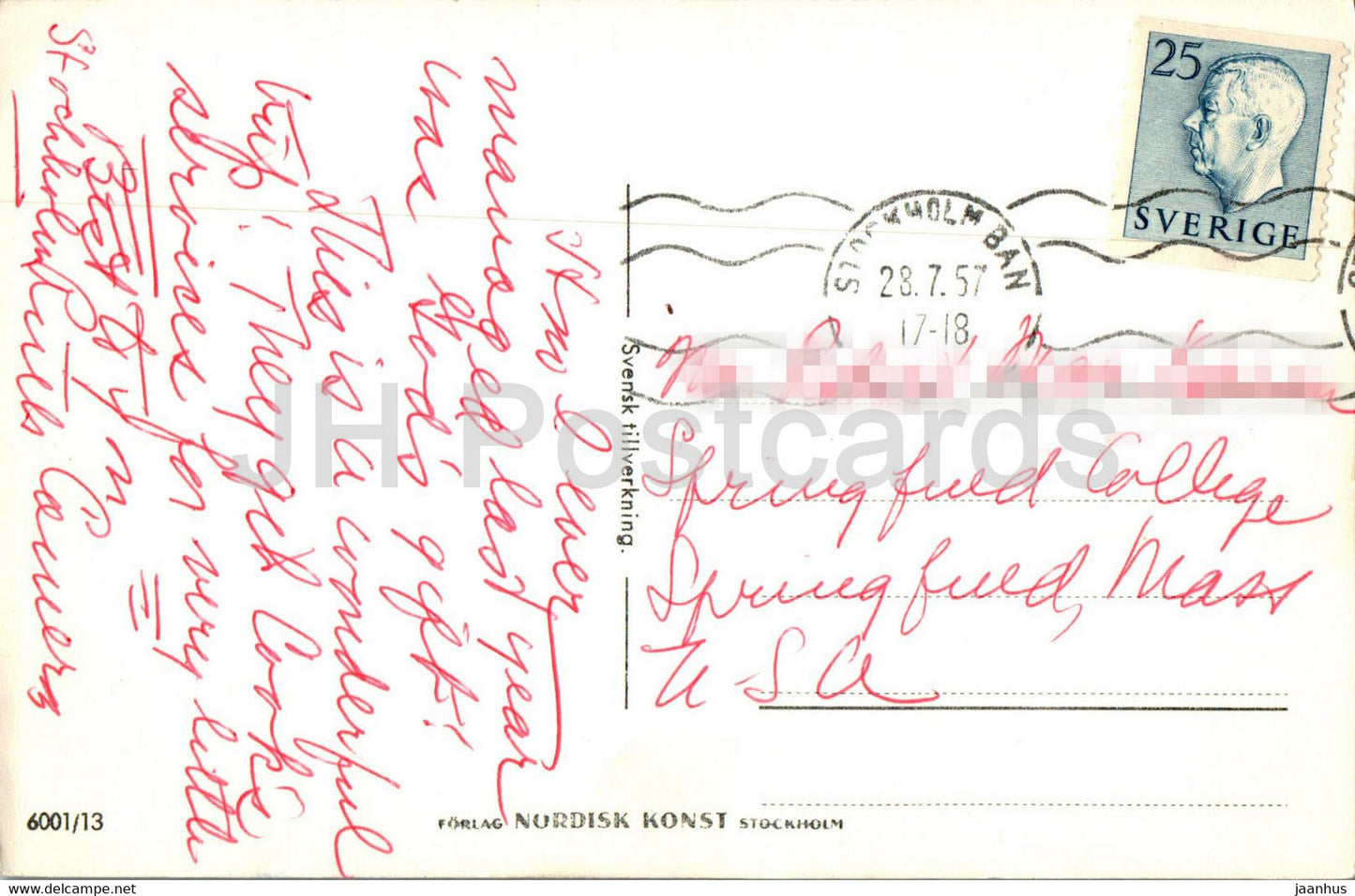 Drottning Holm - map - old postcard - 1957 - Sweden - used