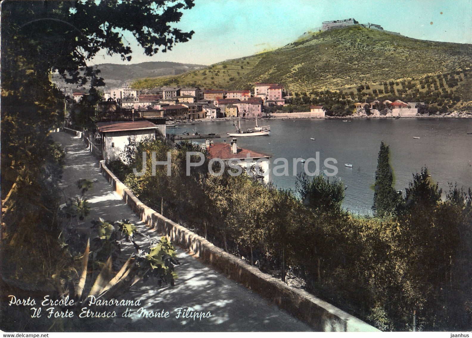 Porto Ercole - panorama - Il Forte Etrusco di Monte Filippo - old postcard - Italy - used - JH Postcards