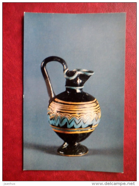 Flasks decorated with coloured threads , Egypt , 5th century BC - Antique Glass - 1974 - Russia USSR - unused - JH Postcards