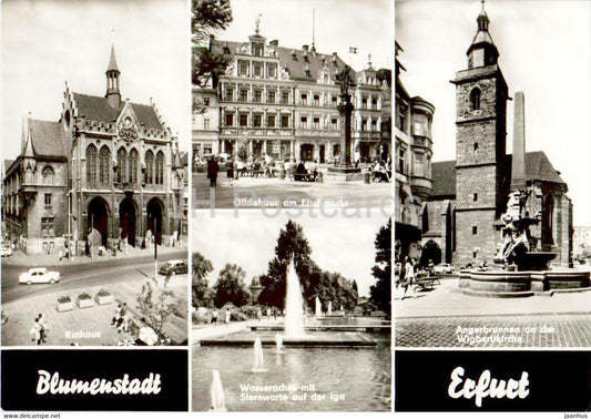 Blumenstadt Erfurt - Rathaus - Gildehaus am Fischmarkt - Germany DDR - unused - JH Postcards