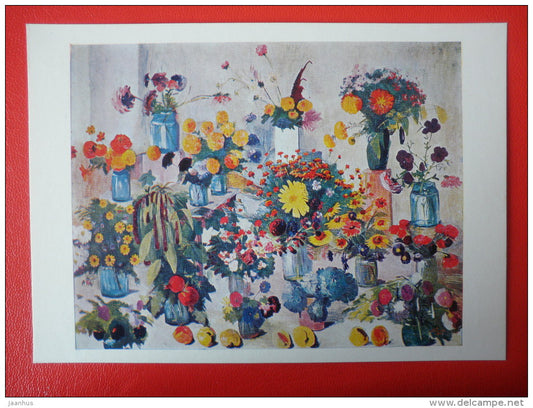 painting by Martiros Saryan . To the Armenians-fighters , 1945 - flowers - armenian art - unused - JH Postcards