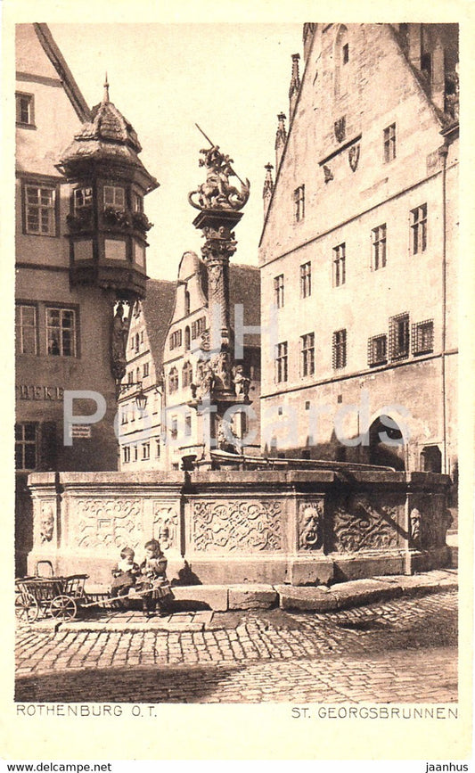 Rothenburg o d Tauber - St Georgsbrunnen - old postcard - Germany - unused - JH Postcards