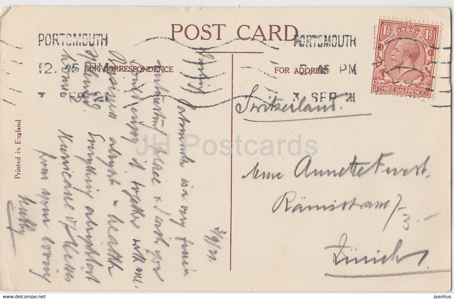Southsea Common - tramway - carte postale ancienne - 1921 - Angleterre - Royaume-Uni - utilisé