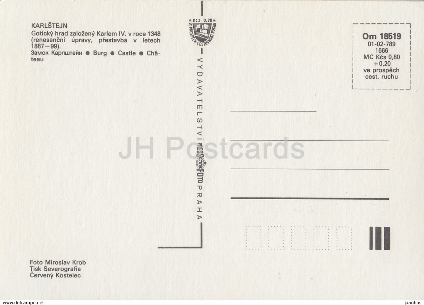 Burg Karlstein - Tschechoslowakei - Tschechische Republik - unbenutzt