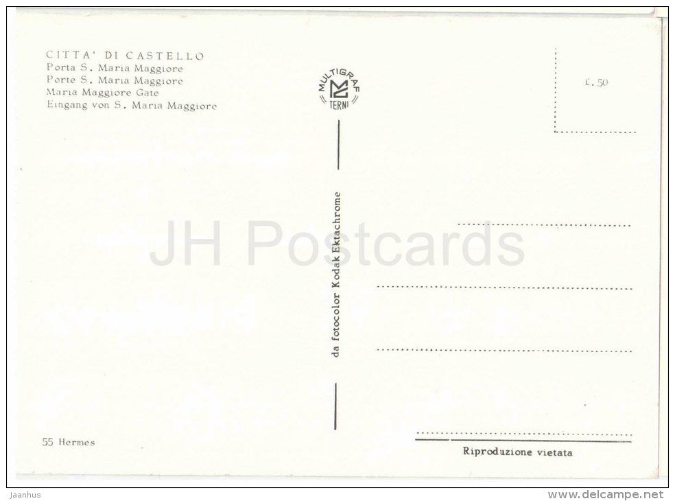 Porta S. Maria Maggiore - gate - Citta di Castello - Perugia - Umbria - 55 - Italy - Italia - unused - JH Postcards