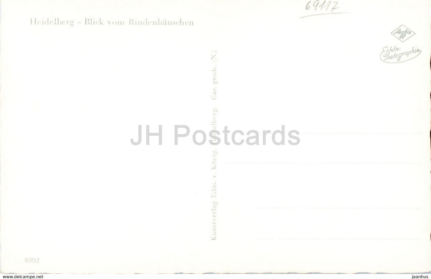 Heidelberg - Blick vom Rindenhauschen - old postcard - Germany - unused