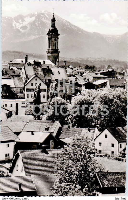 Traunstein - Stadtpfarrkirche und Hochfelln - old postcard - Germany - unused - JH Postcards