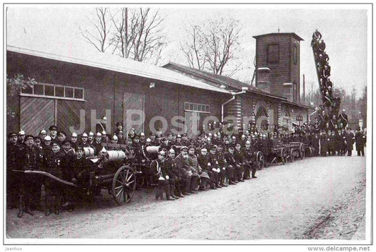 Members of Paide Firefighter Society - Paide - Weissenstein - OLD POSTCARD REPRODUCTION! - 1990 - Estonia USSR - unused - JH Postcards