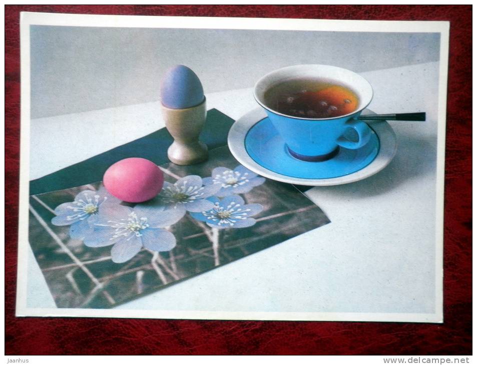 Easter - eggs - tea - Estonia - 1992 - unused - JH Postcards